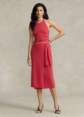 Kırmızı Kadın Ralph Lauren Kaşmir Sarma Kazak Etekler