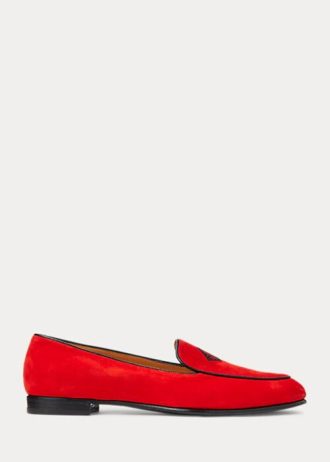 Kırmızı Kadın Ralph Lauren Laurel İşlemeli Keçi Süet Loafer’lar Kırmızı Kadın Ralph Lauren Laurel İşlemeli Keçi Süet Loafer’lar