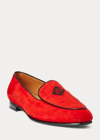 Kırmızı Kadın Ralph Lauren Laurel İşlemeli Keçi Süet Loafer’lar Kırmızı Kadın Ralph Lauren Laurel İşlemeli Keçi Süet Loafer’lar