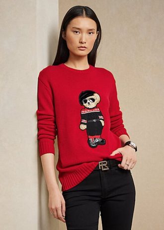 Kırmızı Kadın Ralph Lauren Unar Yeni Yıl Ayı Kazakları