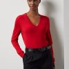 Kırmızı Kadın Ralph Lauren Yün Uzun Kollu V Yaka Kazaklar Kırmızı Kadın Ralph Lauren Yün Uzun Kollu V Yaka Kazaklar