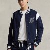 Lacivert / Beyaz Erkek Ralph Lauren Polar Letterman Ceketler Lacivert / Beyaz Erkek Ralph Lauren Polar Letterman Ceketler