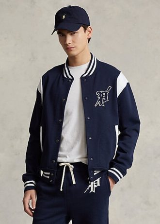 Lacivert / Beyaz Erkek Ralph Lauren Polar Letterman Ceketler