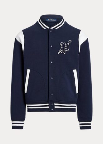 Lacivert / Beyaz Erkek Ralph Lauren Polar Letterman Ceketler