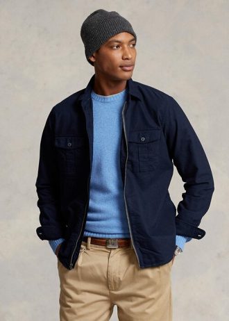 Lacivert Erkek Ralph Lauren Boyalı Oxford Gömlek Ceketleri