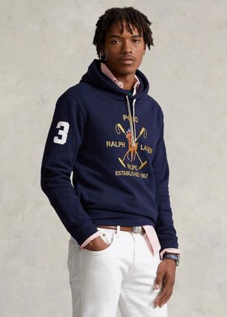 Lacivert Erkek Ralph Lauren Büyük Polo Armalı Polar Kapüşonlu Üst
