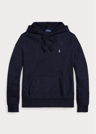 Lacivert Erkek Ralph Lauren Dokulu Pamuklu Kapüşonlu Kazak
