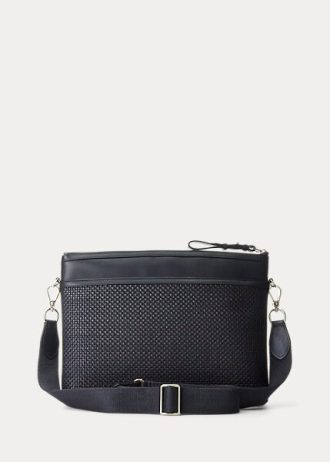 Lacivert Erkek Ralph Lauren Dokuma Dana Derisi Postacı Çantaları