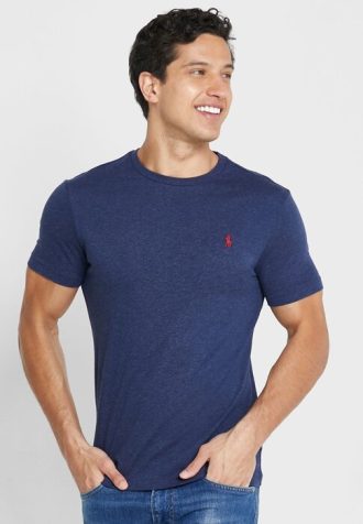 Lacivert Erkek Ralph Lauren Essential Yuvarlak Yaka Tişörtler