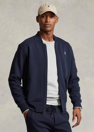 Lacivert Erkek Ralph Lauren Çift Örgü Bomber Ceketler