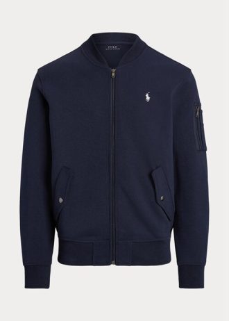 Lacivert Erkek Ralph Lauren Çift Örgü Bomber Ceketler