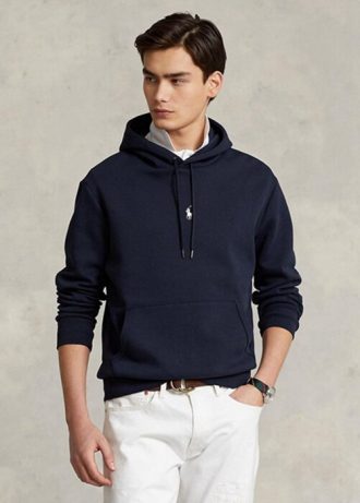 Lacivert Erkek Ralph Lauren Çift Örgü Kapüşonlu Üst