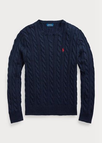 Lacivert Erkek Ralph Lauren Kablo Örgülü Pamuklu Kazak