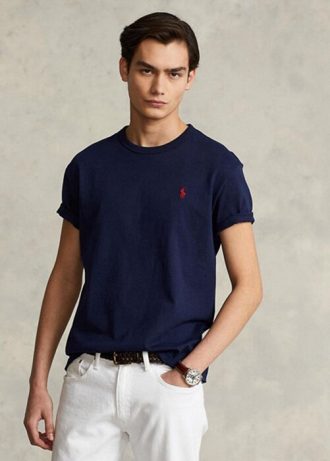 Lacivert Erkek Ralph Lauren Klasik Kesim Ağır Sıklet Jersey Tişörtleri