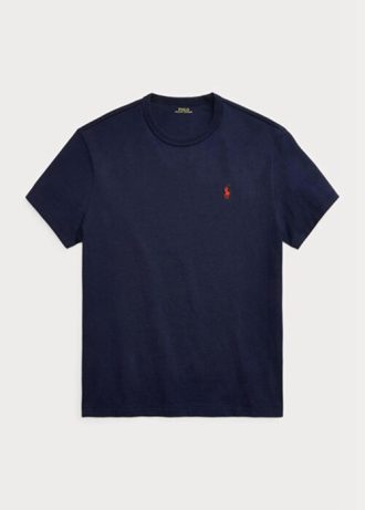 Lacivert Erkek Ralph Lauren Klasik Kesim Ağır Sıklet Jersey Tişörtleri