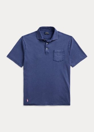 Lacivert Erkek Ralph Lauren Klasik Kesim Pamuklu-Keten Polo Tişörtler