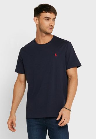 Lacivert Erkek Ralph Lauren İşlemeli Logolu Yuvarlak Yaka Tişörtler