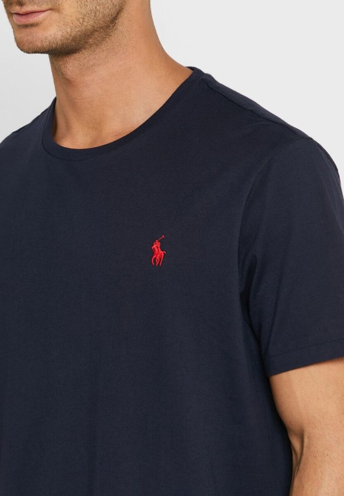 Lacivert Erkek Ralph Lauren İşlemeli Logolu Yuvarlak Yaka Tişörtler