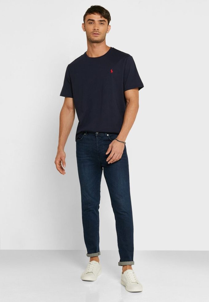 Lacivert Erkek Ralph Lauren İşlemeli Logolu Yuvarlak Yaka Tişörtler