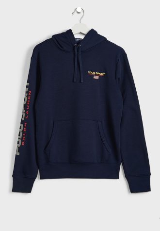 Lacivert Erkek Ralph Lauren Logo Kollu Kapüşonlu Üst