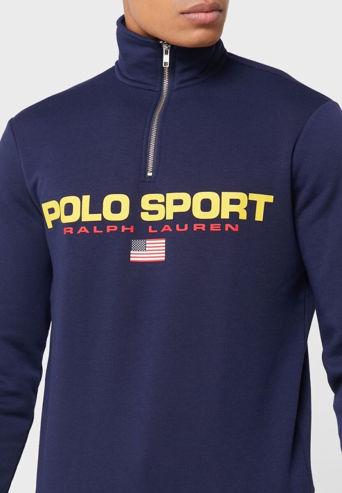 Lacivert Erkek Ralph Lauren Logolu Yarım Fermuarlı Sweatshirt Lacivert Erkek Ralph Lauren Logolu Yarım Fermuarlı Sweatshirt