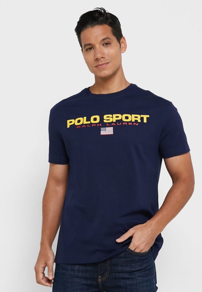 Lacivert Erkek Ralph Lauren Logolu Yuvarlak Yaka Tişörtler