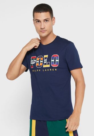 Lacivert Erkek Ralph Lauren Logolu Yuvarlak Yaka Tişörtler