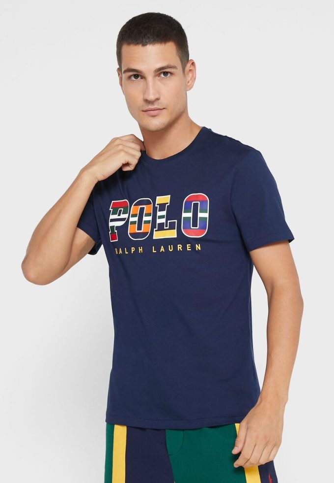 Lacivert Erkek Ralph Lauren Logolu Yuvarlak Yaka Tişörtler