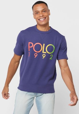 Lacivert Erkek Ralph Lauren Logolu Yuvarlak Yaka Tişörtler