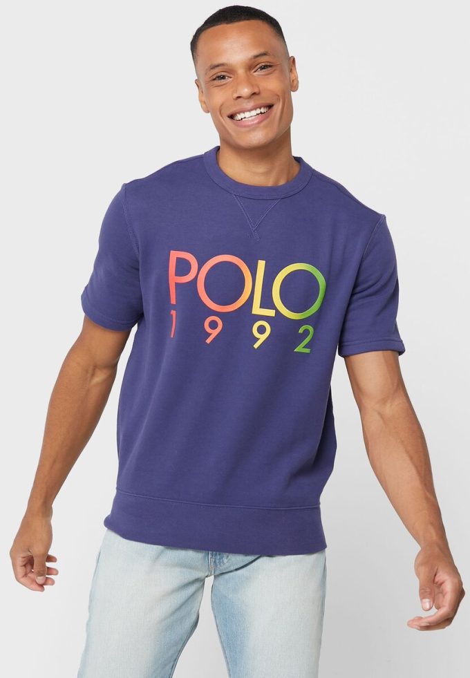 Lacivert Erkek Ralph Lauren Logolu Yuvarlak Yaka Tişörtler