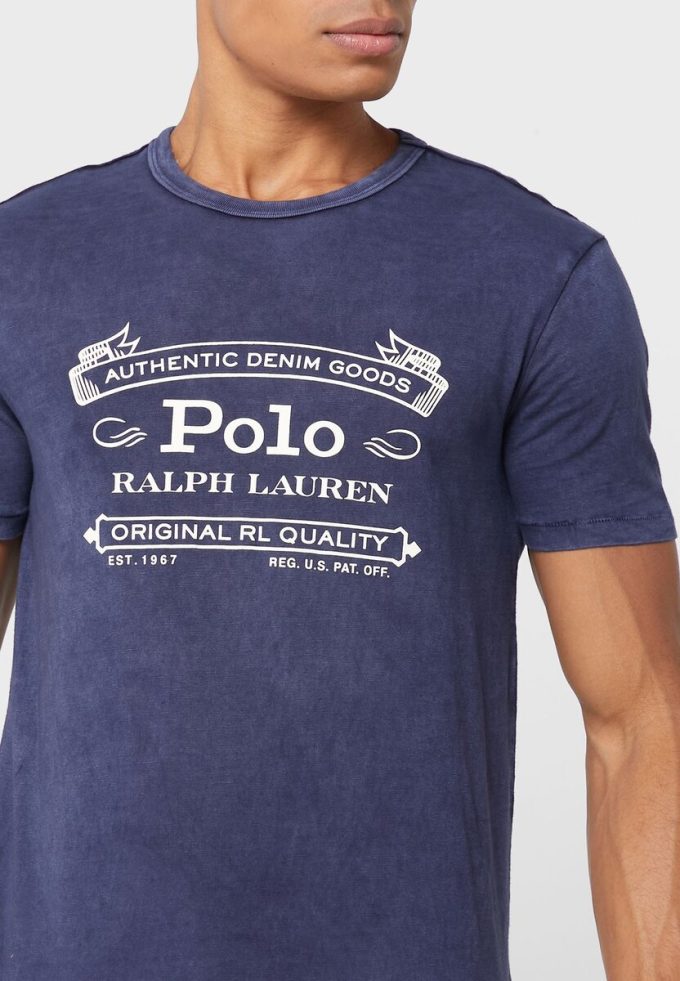 Lacivert Erkek Ralph Lauren Logolu Yuvarlak Yaka Tişörtler
