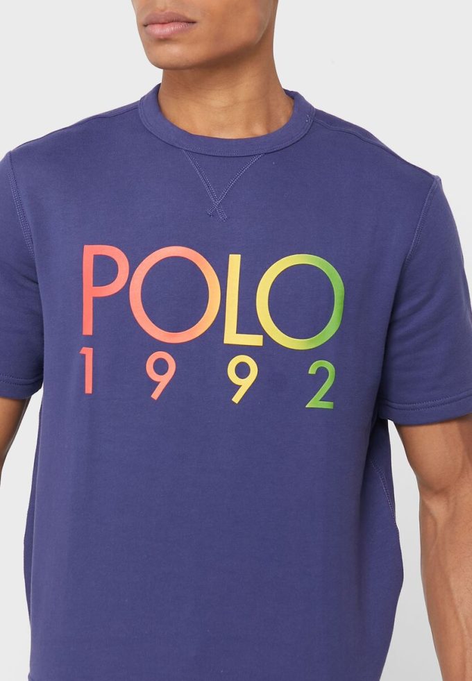 Lacivert Erkek Ralph Lauren Logolu Yuvarlak Yaka Tişörtler