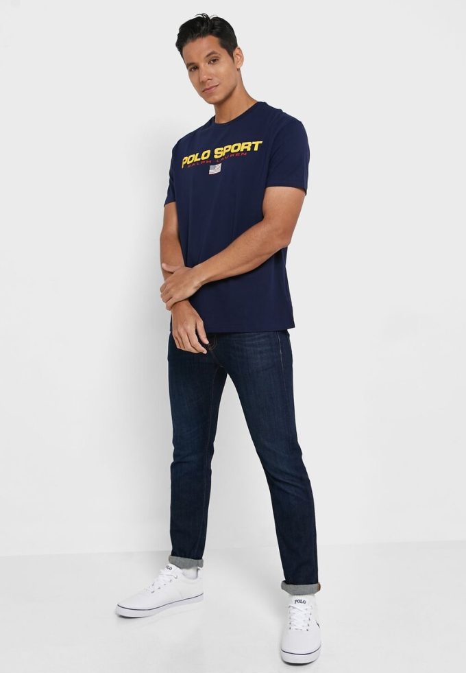 Lacivert Erkek Ralph Lauren Logolu Yuvarlak Yaka Tişörtler