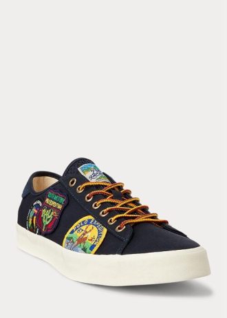 Lacivert Erkek Ralph Lauren Nelson Logo-Yamalı Twill Spor Ayakkabı Lacivert Erkek Ralph Lauren Nelson Logo-Yamalı Twill Spor Ayakkabı