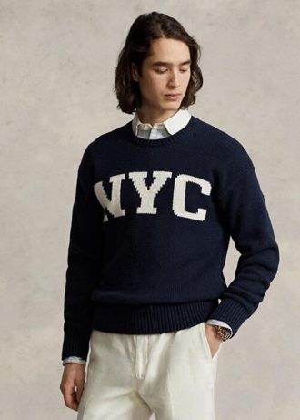 Lacivert Erkek Ralph Lauren Nyc Yuvarlak Yaka Kazak