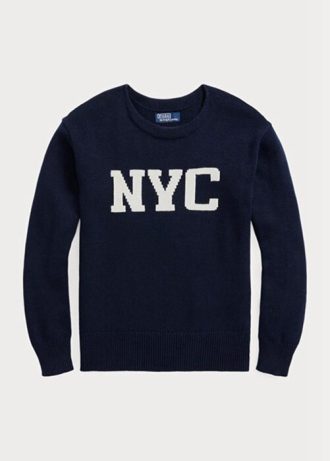Lacivert Erkek Ralph Lauren Nyc Yuvarlak Yaka Kazak