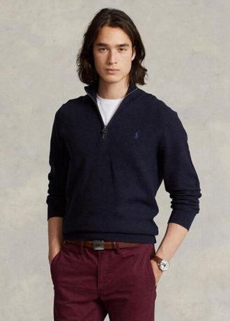 Siyah Erkek Ralph Lauren Örgülü Pamuklu Çeyrek Fermuarlı Kazak Siyah Erkek Ralph Lauren Örgülü Pamuklu Çeyrek Fermuarlı Kazak