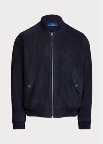 Lacivert Erkek Ralph Lauren Süet Bomber Ceketler