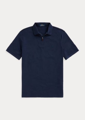 Lacivert Erkek Ralph Lauren Streç File Fermuarlı Polo Tişörtler