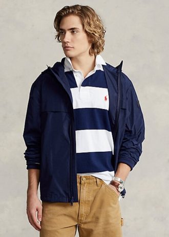 Lacivert Erkek Ralph Lauren Su Geçirmez Kapüşonlu Ceketler