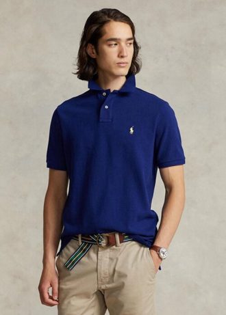 Lacivert Erkek Ralph Lauren Özel Slim Fit File Polo Tişörtler