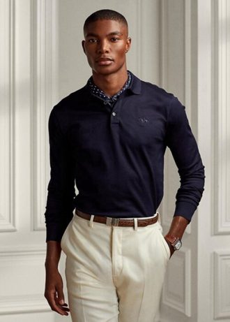 Lacivert Erkek Ralph Lauren Özel Slim Fit Pike Polo Gömlekleri