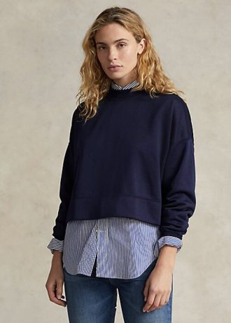 Lacivert Kadın Ralph Lauren Boxy Süet-Yamalı Fransız Havlu Sweatshirt Lacivert Kadın Ralph Lauren Boxy Süet-Yamalı Fransız Havlu Sweatshirt