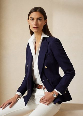 Lacivert Kadın Ralph Lauren Camden Yün Krep Ceketler