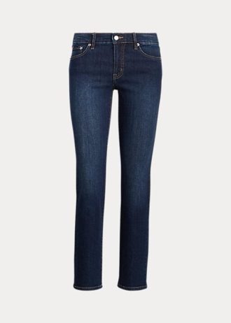 Lacivert Kadın Ralph Lauren Düşük Bel Düz Kıvrımlı Kot Pantolon
