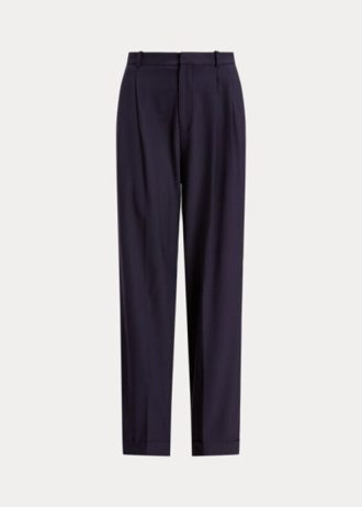 Lacivert Kadın Ralph Lauren Düz Paça Yün Karışımlı Pantolon