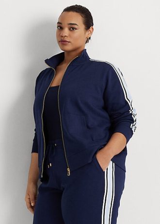 Lacivert Kadın Ralph Lauren Fransız Havlu Kumaş Tam Fermuarlı Ceketler