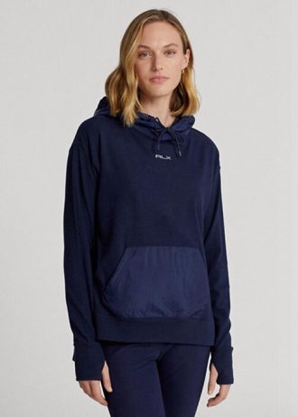 Lacivert Kadın Ralph Lauren GolfLogo Hibrit Jersey Kapüşonlu Üst