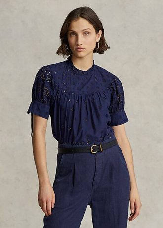 Lacivert Kadın Ralph Lauren Göz İşlemeli Pamuklu Üstler