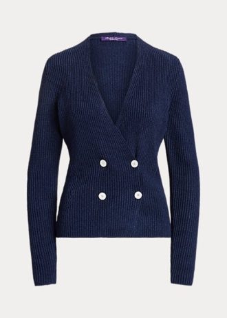 Lacivert Kadın Ralph Lauren Çift Düğmeli Hırka Kazakları